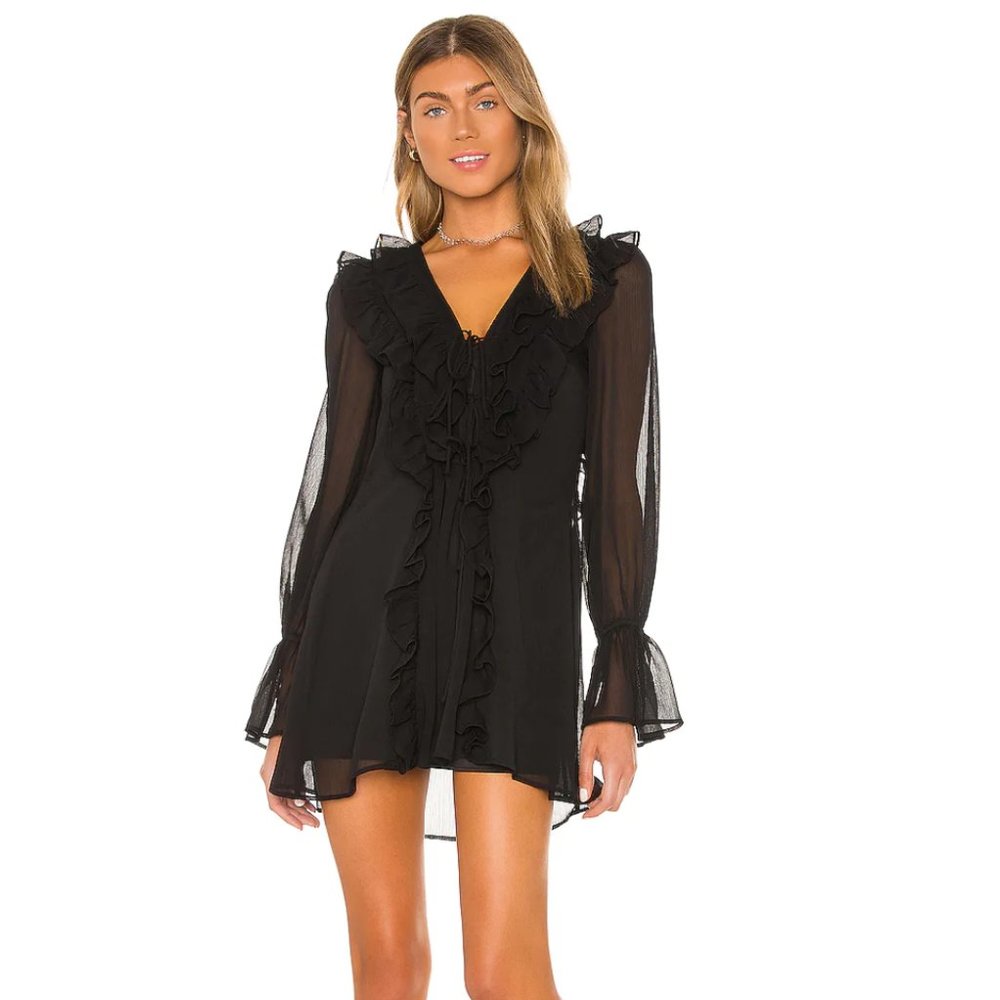 Tularosa Black Ruffled Mini Dress